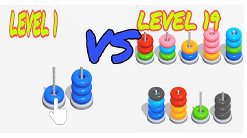 Color Hoop Stack - gameplay walkthrough ! level 1-19 ( android , iOS )