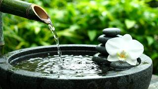 Quiet Lotus Pond 🎋 Flowing Garden Water, Minimal Piano Notes and Bamboo Relaxation for Night Calm