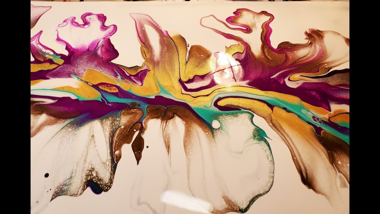 (133) Fluid Art Acrylic Pouring: Blown Out Ribbon Pour with Negative ...