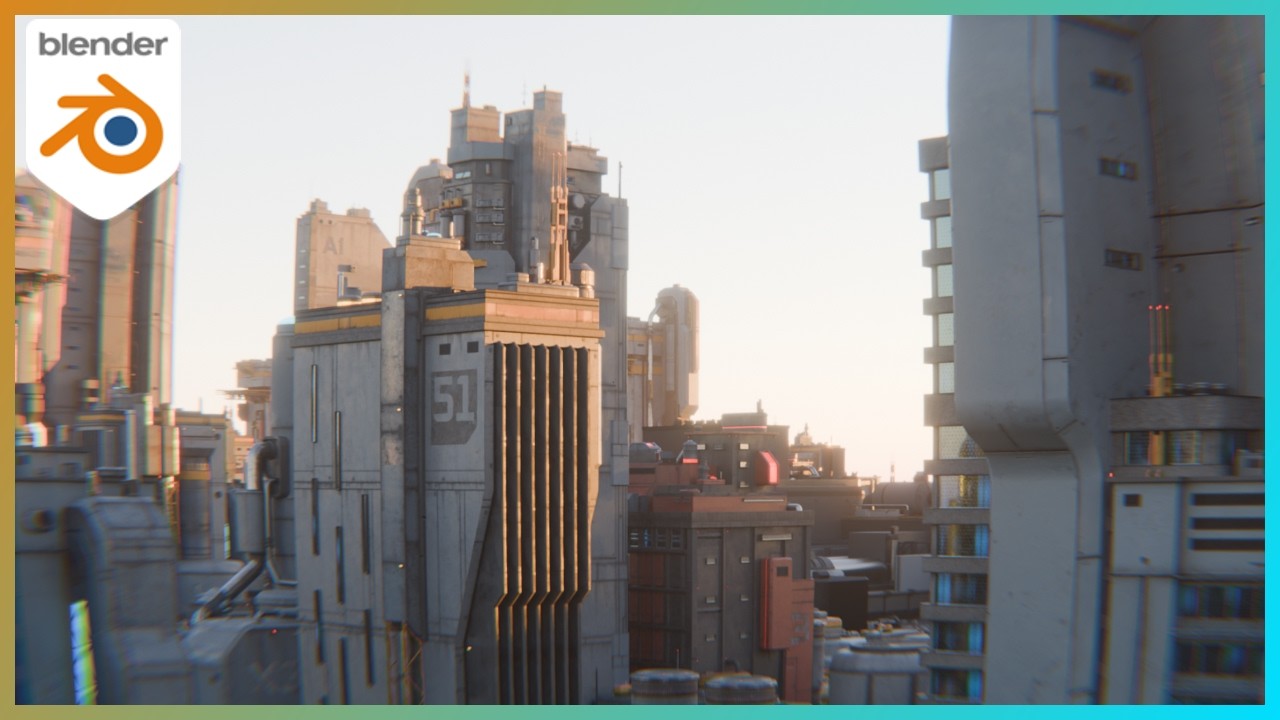 Создание научно-фантастического города с использованием Geo-Scatter и Greeble Town в Blender