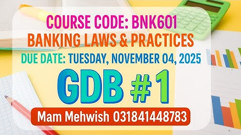 BNK601 GDB 1 Solution | Banking Laws & Practices Assignment | Full Explanation | VU Fall 2025