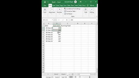 Find Running Total Using Quick Analysis in Excel