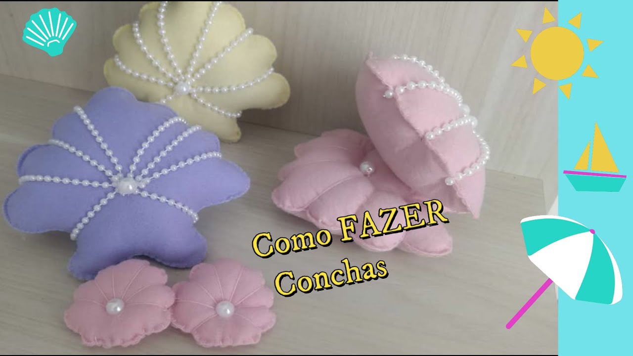Como Fazer Conchas em Feltro decoradas com perola ..