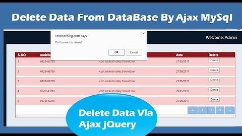 How To Delete Data Using Ajax Jquery  in Php  Mysql
