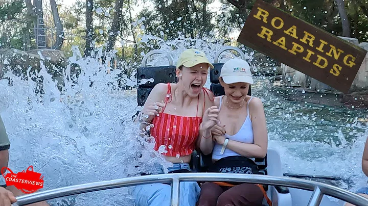 Roaring Rapids at Six Flags Magic Mountain, CA. Greta and Maria Get Soaked! [4k]