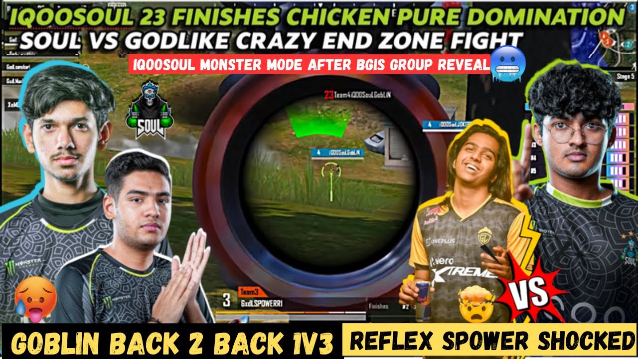 IQOOSOUL🚀CRAZY DOMINATION☠️23 FINISHES CHICKEN DINNER🔥GOBLIN BACK2BACK 1V3 REFLEX🥶SPOWER SHOCKED🔥