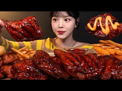 SUB)그릴 후라이드 대왕 통다리 먹방!🍗 겉바속촉 순살에 통새우바 치즈볼까지 부어치킨 꿀조합 리얼사운드 Chicken Mukbang Asmr