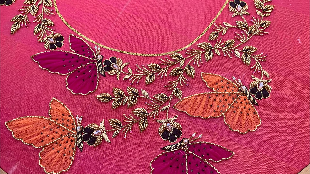 Butterfly embroidery with net cloth 🦋