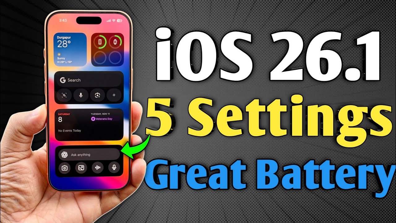 iOS 26.1 - Settings to Improve Battery - YouTube