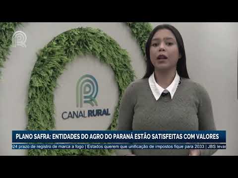 Plano Safra: Entidades do agro do Paraná estão satisfeitas com os valores | Canal Rural