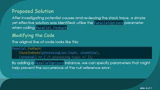 Resolving Object reference not set to an instance of an object Error in Parallel.ForEach