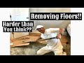 DIY How To Remove Wood Glue Down Floors!!