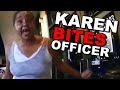 Psycho Karen gets Pepper Sprayed and Bites Officer During Arrest
