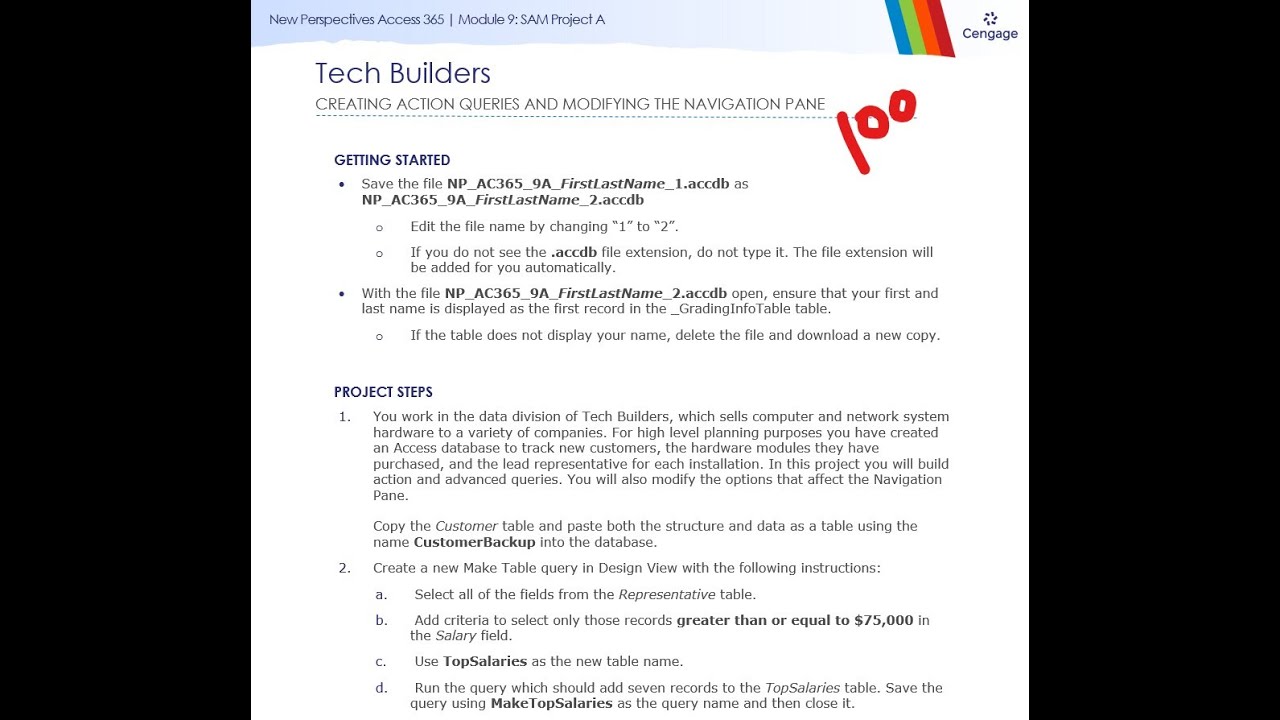 New Perspectives Access 365 | Module 9: SAM Project A