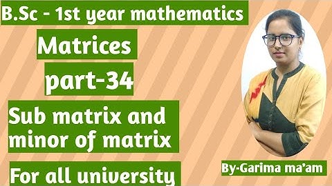 B.Sc-1st year mathematics, Matrices, part-34,sub matrix and minor of matrix