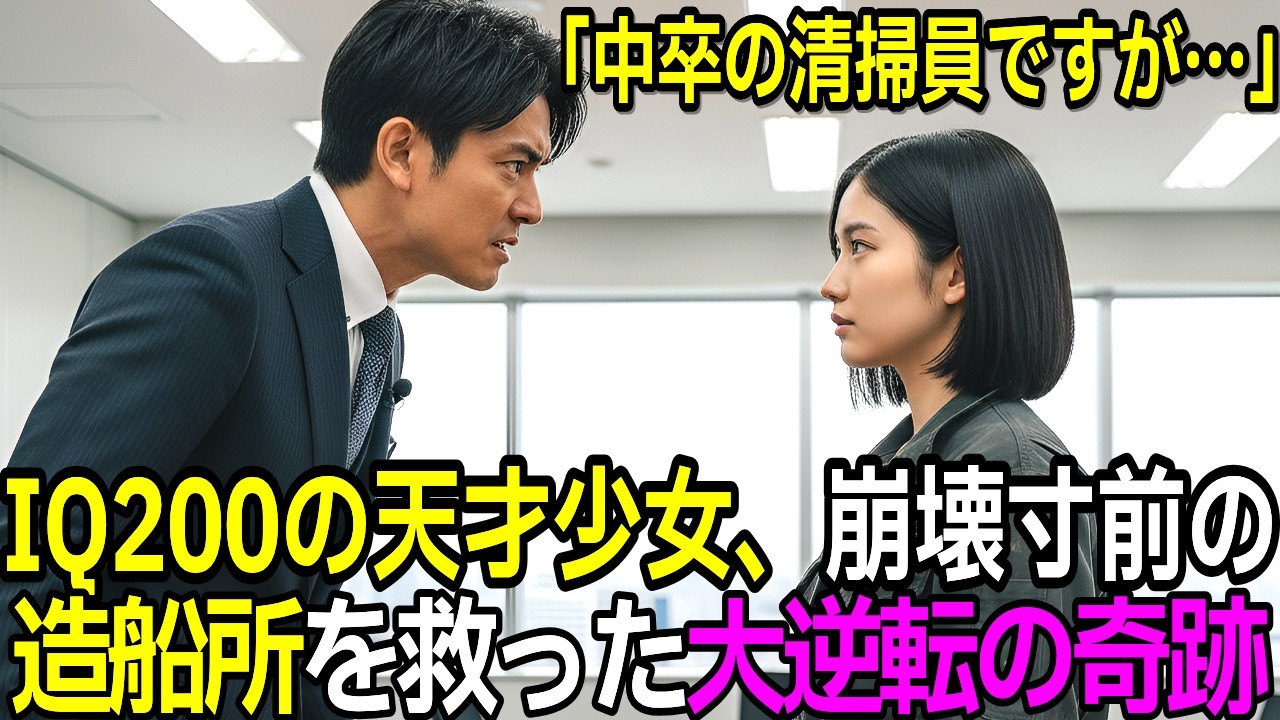 「中卒の清掃員ですが…」現れたのはIQ200の天才少女。エリート社長が警告を無視した結果、崩壊寸前の造船所で起きた大逆転の奇跡！【感動する話】【朗読】