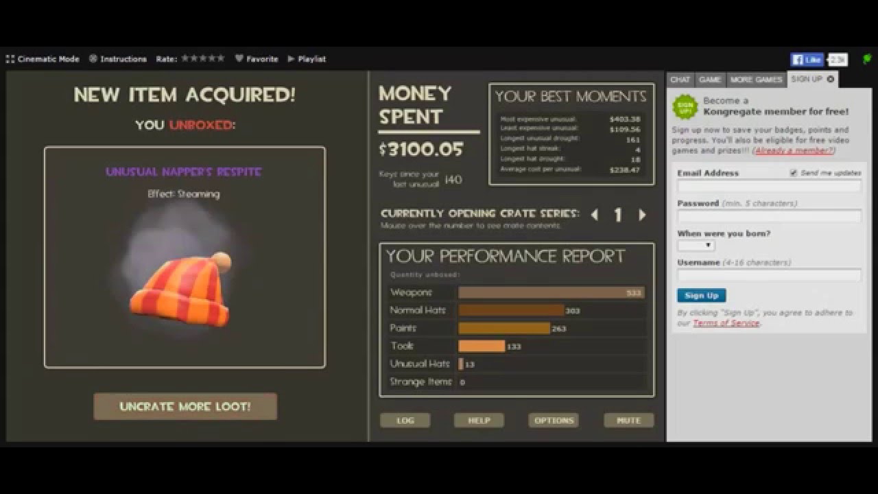 Открытие коробок из игры Team Fortress 2 (симулятор)