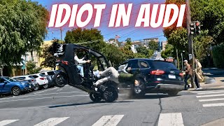 Audi driver needs to lose their license  -  Driving fails -learn how to drive #1552
