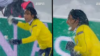 Falcao has a snowball fight after scoring hat-trick