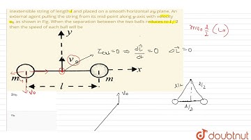 Two identical small balls, each of mass `m`, are connected by a massless and inextensible string...