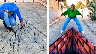 Seni Jalanan 3D yang Membelokkan Pikiran 🤯 Ilusi Trotoar yang Sangat Realistis oleh Dewa-Dewa Kapur