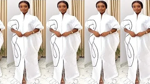 HOW TO CUT AND SEW A COWL BUBU GOWN WITH A BUILT UP NECK.