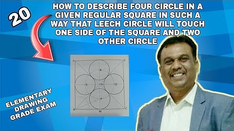 How to inscribe 4 circles in a square | elementary drawing grade exam | suhaas Bhoir