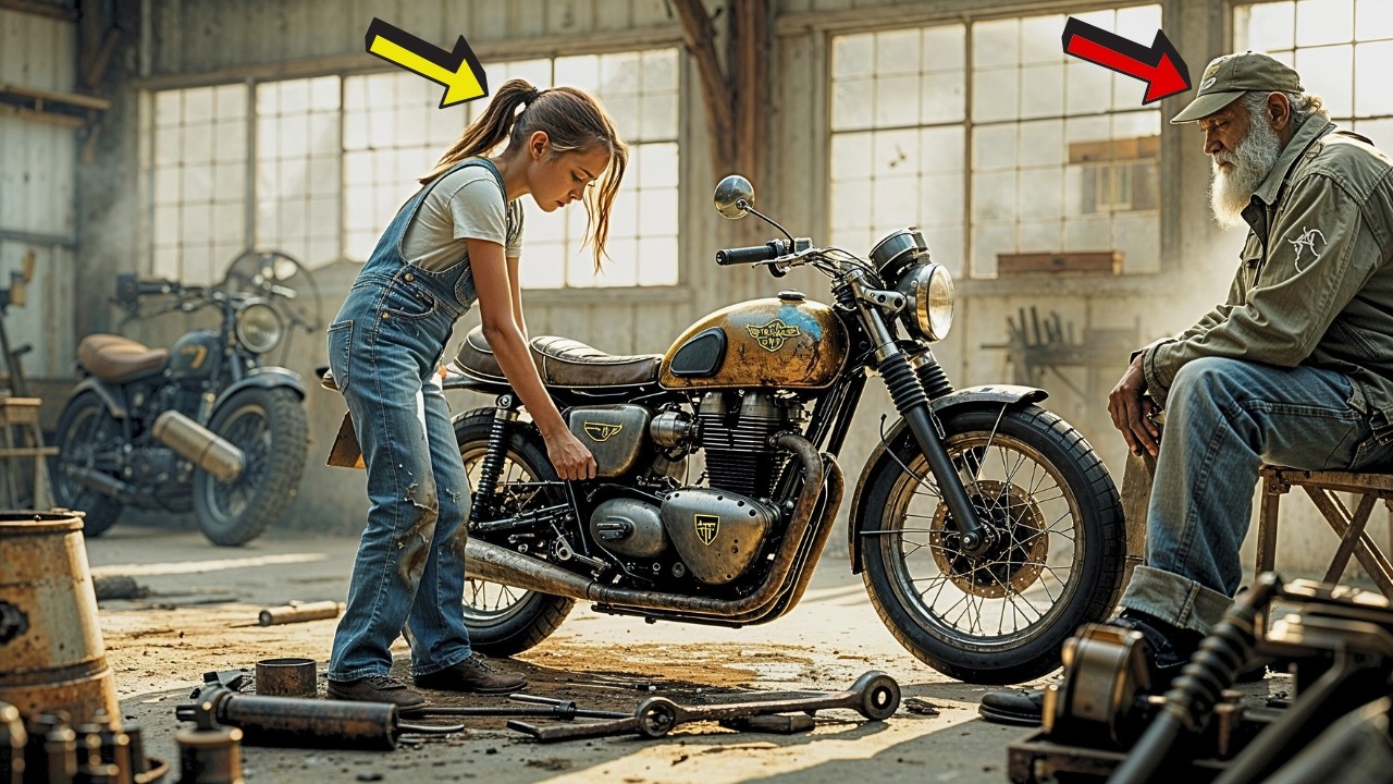 Девушка-механик отреставрировала старинный мотоцикл для бездомного ветерана. То, что произошло да...