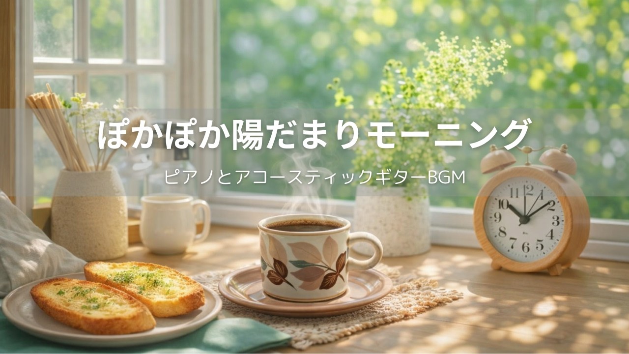 【リラックスBGM】ぽかぽか陽だまりの朝カフェ音楽｜ゆったり過ごす春時間音楽｜癒し・ヒーリング・calming・cozy｜作業用・読書用・勉強用・ひとり時間
