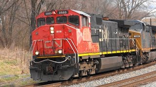 Canadian National Leading CSX Q217 Autorack Train
