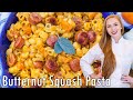 EASY, Creamy Sausage & Butternut Pasta Recipe! With Oven-Roast Squash & Smoky Sausage!