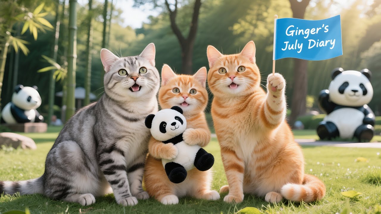 Ginger's July Diary: A Happy Summer Holiday with Mama and Papa Cat!  🌞💛