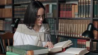 Tired Girl Studying Stock Video