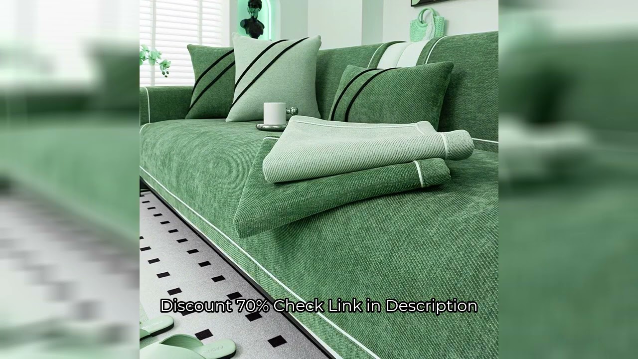 [Heavy Non-Slip Sofa Protector Classic] Luxurious Chenille Sofa Cover with Decorative Stitching - Th