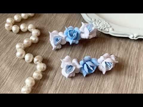 Довгі сережки з квітами "Біло-блакитні фрезії", видео 1