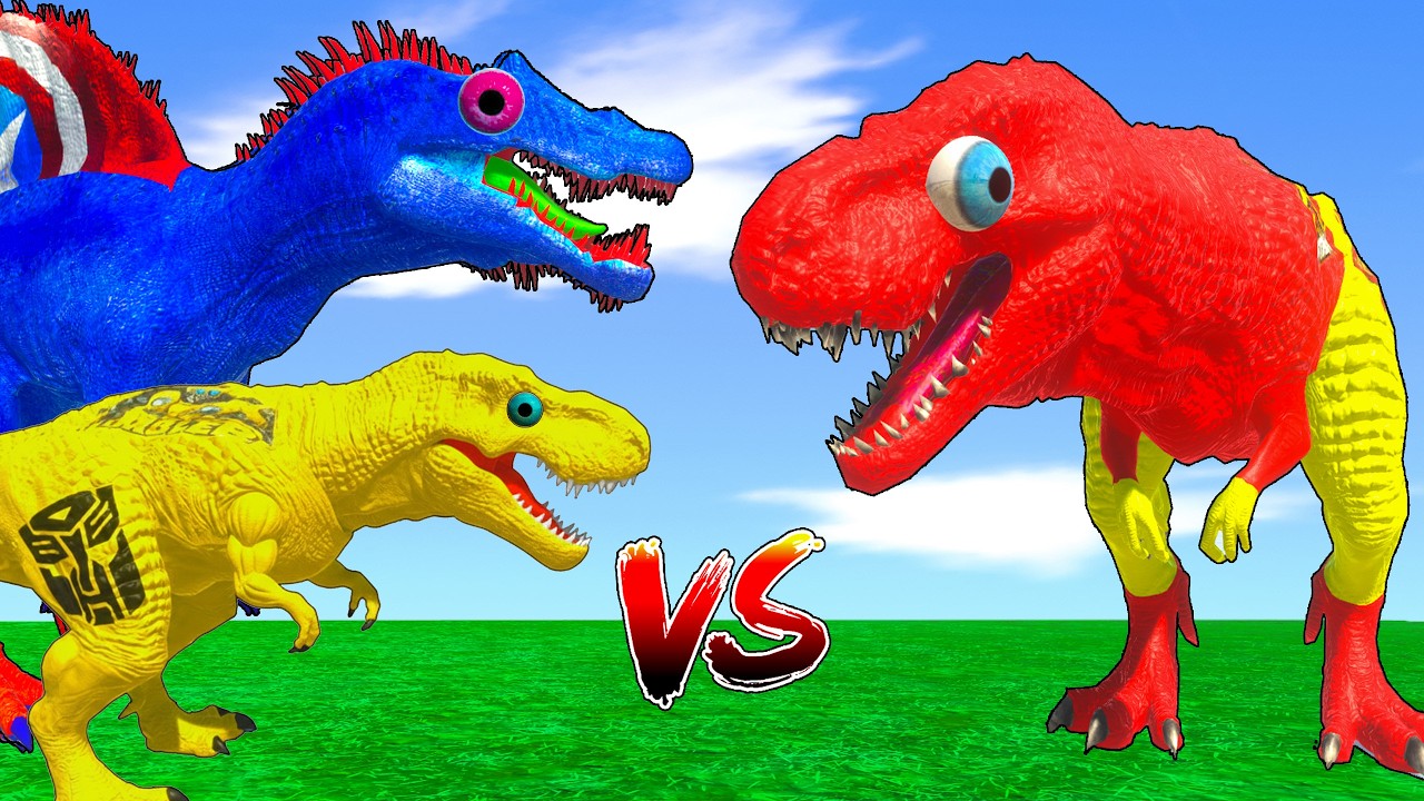 5 Giant Duck Cartoon,Cow,Elephant,Tiger,Lion,Dinosaur,Paint Wild Animals Crossing Fountain Animation