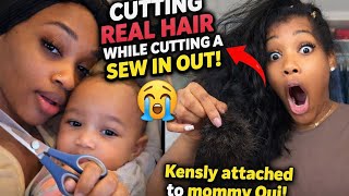 Qui Renea CUT her HAIR 🤯✂️| Kensly attached to Mommy Qui