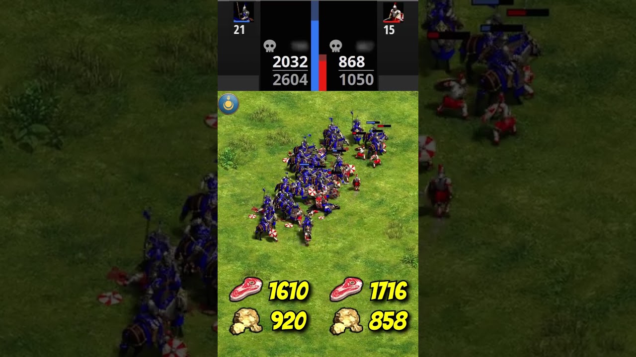 23 Elite Steppe Lancers (Mongols) vs 33 Elite Huskarls (Total Resources) (AoE2) 