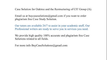 Case Solution Oaktree and the Restructuring of CIT Group (A)