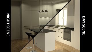 3D Basic Kitchen in AutoCAD - Rendering