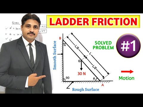 LADDER FRICTION SOLVED PROBLEM 1 IN ENGINEERING MECHANICS IN HINDI