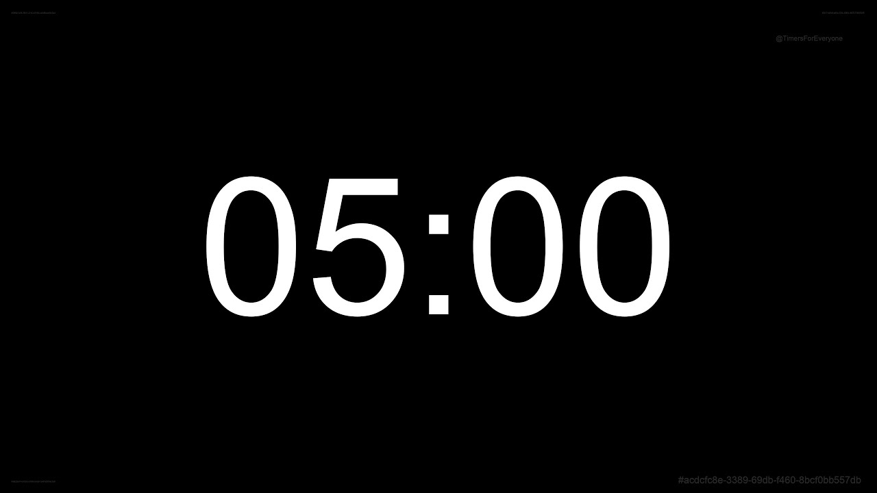 5 Minute Timer ⏱️ | Clean & Simple Countdown | Long 4K HD Timer Video ...