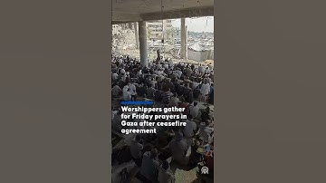 Worshippers gather for first Friday prayers in Gaza after ceasefire agreement