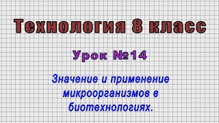 Технология 8 класс (Урок№14 - Значение и применение микроорганизмов в биотехнологиях.)