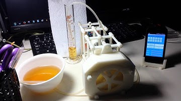 3D printed peristaltic pump w/ arduino: Features interchangeable tubes, bluetooth and precision