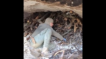 I MADE a CAVE by CARVING the ROCK with FIRE using PRIMITIVE METHODS | DIY Project, Winter camping