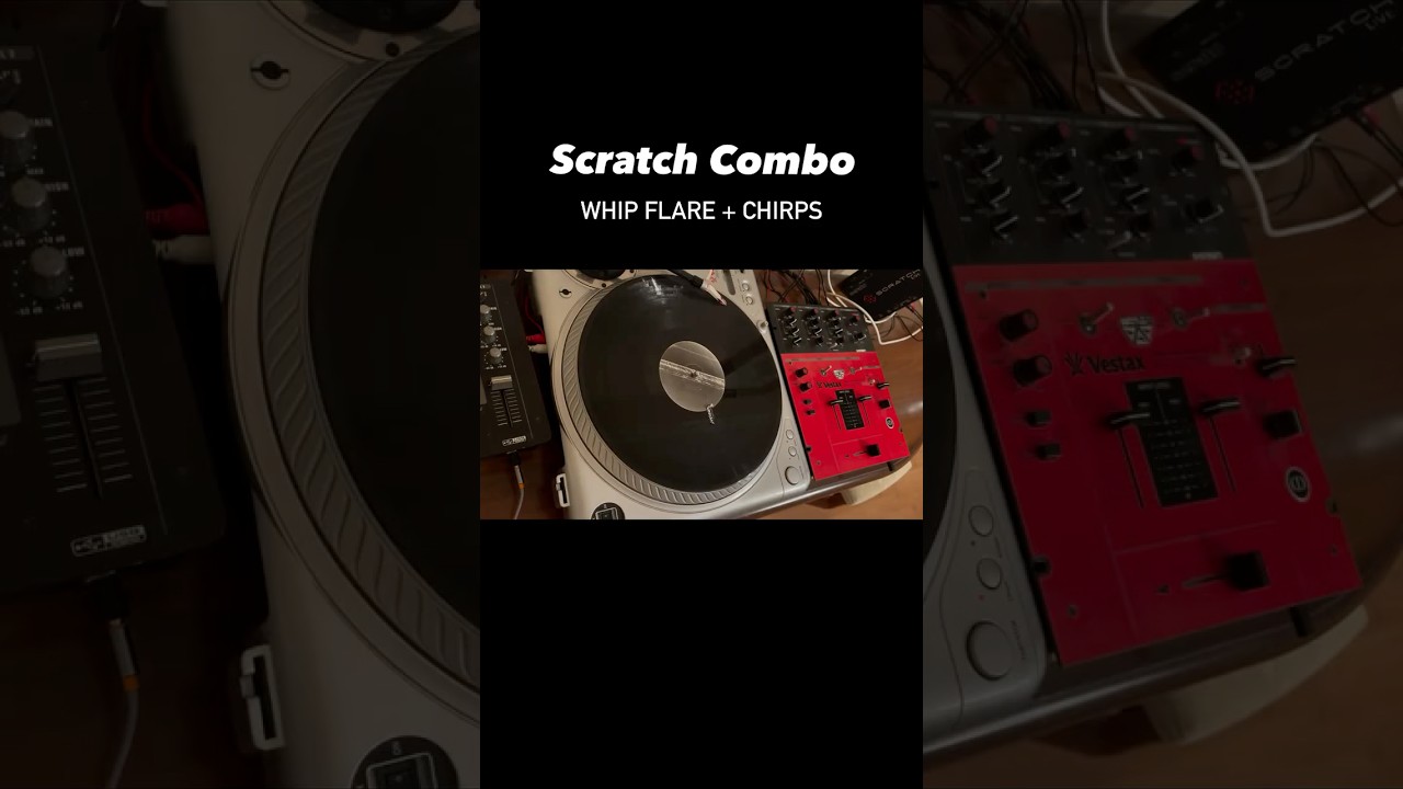 1click flare with a whip tear on the backward record motion + fast chirps #scratchcombo #turntablism