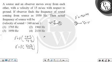 A source and an observer moves away from each other, with a velocity of \( 15 \mathrm{~m} / \mat....