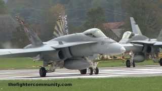 (HD) Staffel 11 F/A-18 Strafing Training at Axalp. 