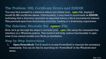 Recreating Your .npmrc File: A Simple Guide to Overcoming SSL Errors